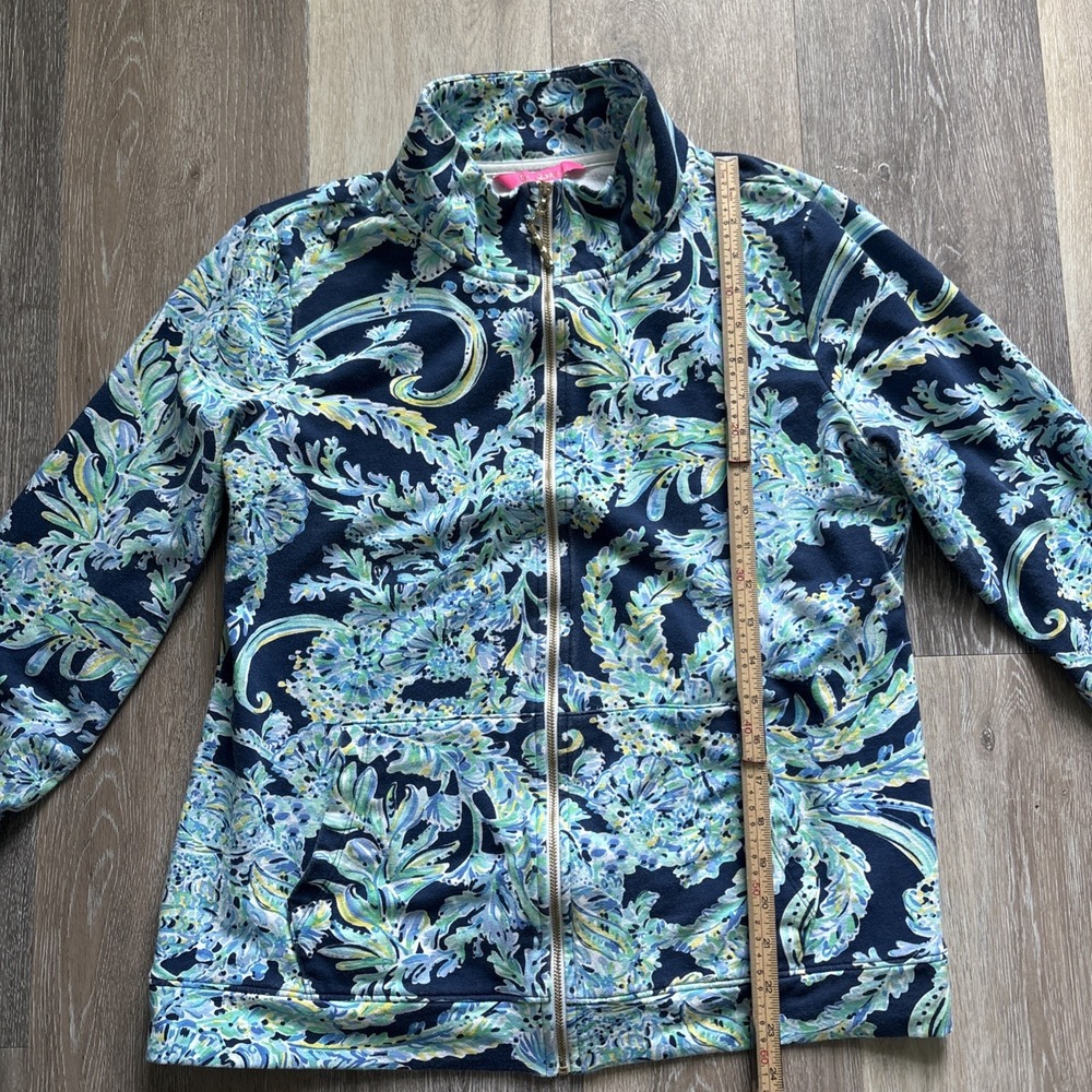 Lilly Pulitzer Betsey Zip Up Scuba Doo High Tide Jacket Blue Size Large Preppy - Picture 6 of 7